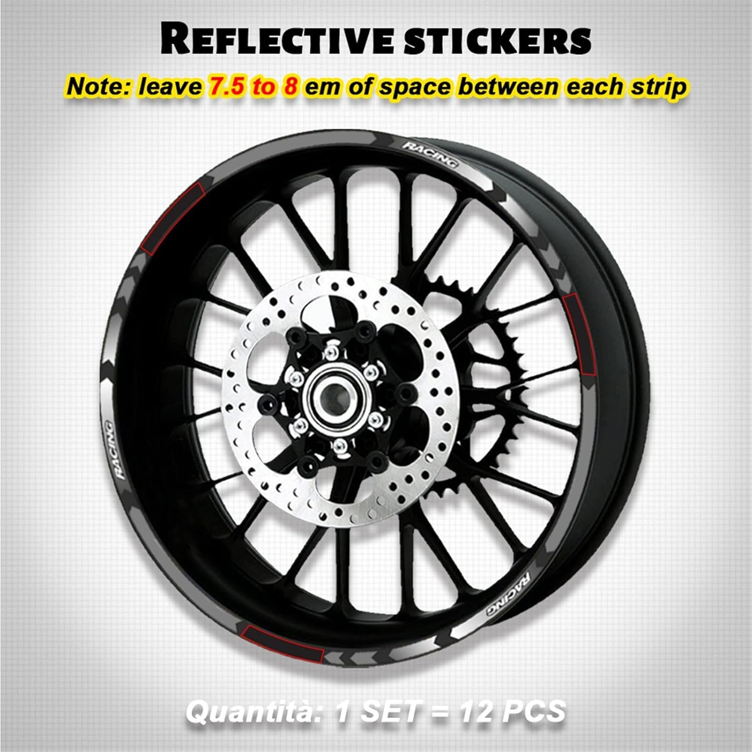 Stickers for Yamaha YZF R7 R7 2022 Motorcycle Tire Waterproof Wheel Logo Stickers Reflective Stripe Decals (Color : 3 Style Red)