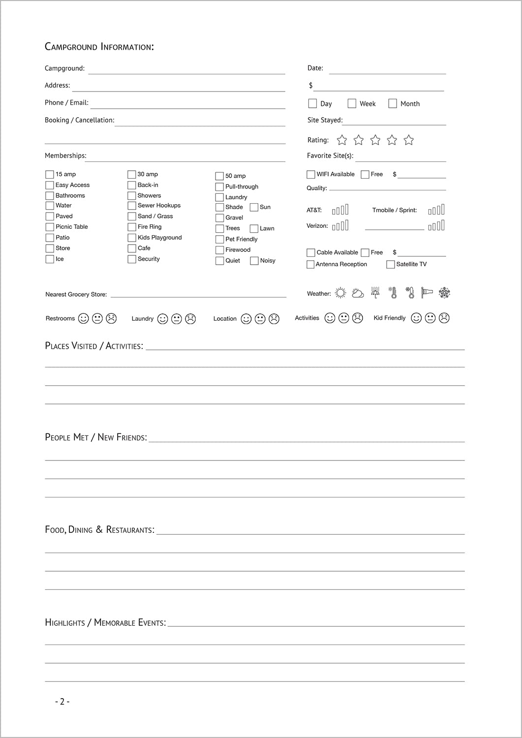 Camping Journal & RV Travel Logbook, Blue Vintage Camper Journey