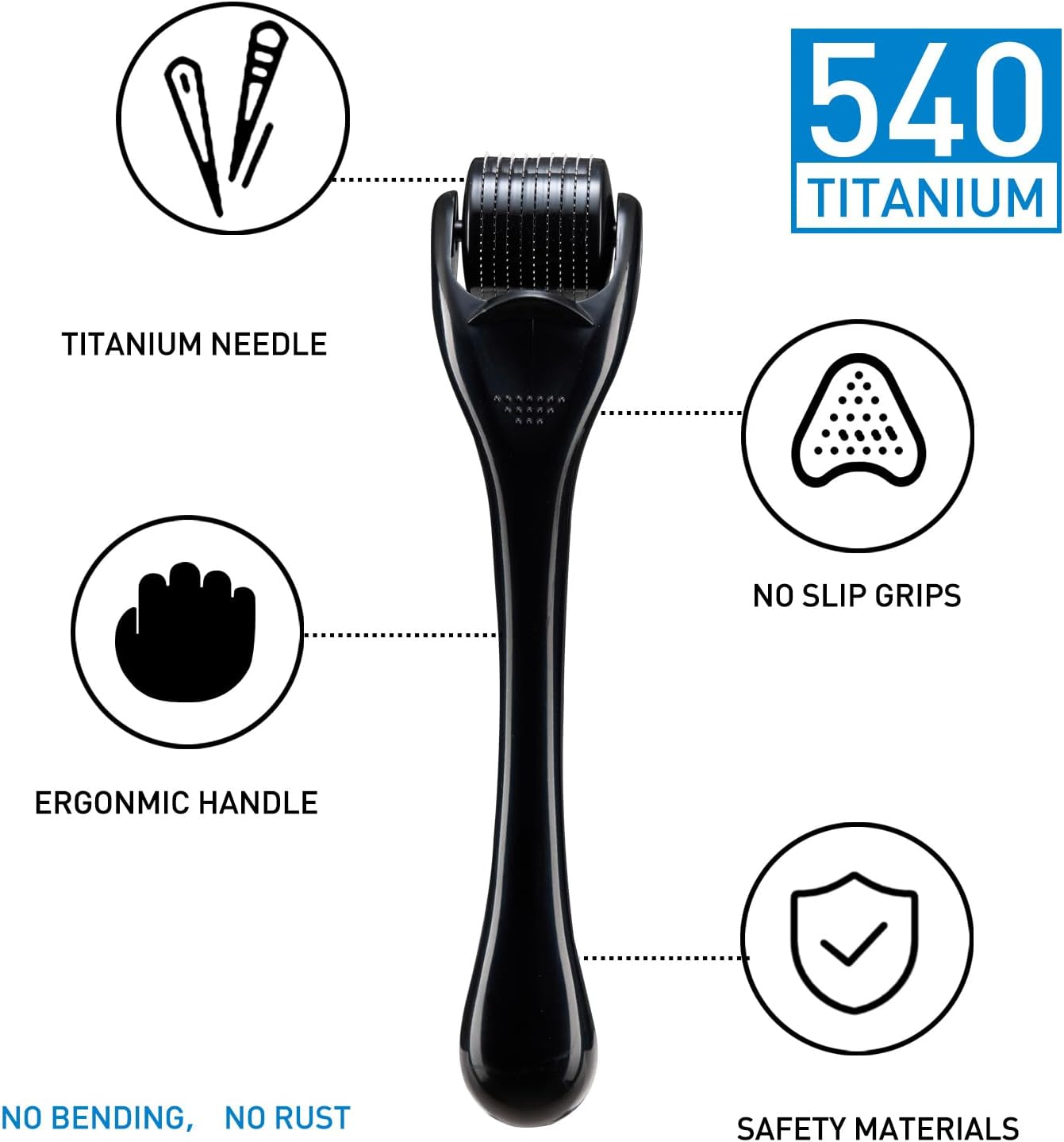 2PCS 1Mm&1.5Mm Derma-Roller for Hair Face Skin,Microneedling Roller Beard Growth Kit Derma-Roller with 540 Needles for Men Women image number 6