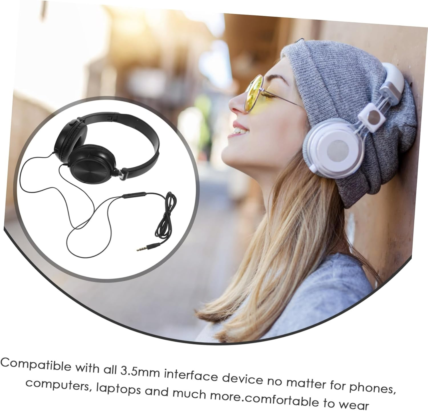 QUMIIRITY Headphones Microphone Lightweight Foldable Headsets Volume Control for Smartphones Pc Laptop Tablet over Ear Headphones Bass for Gaming and Music Listening image number 2