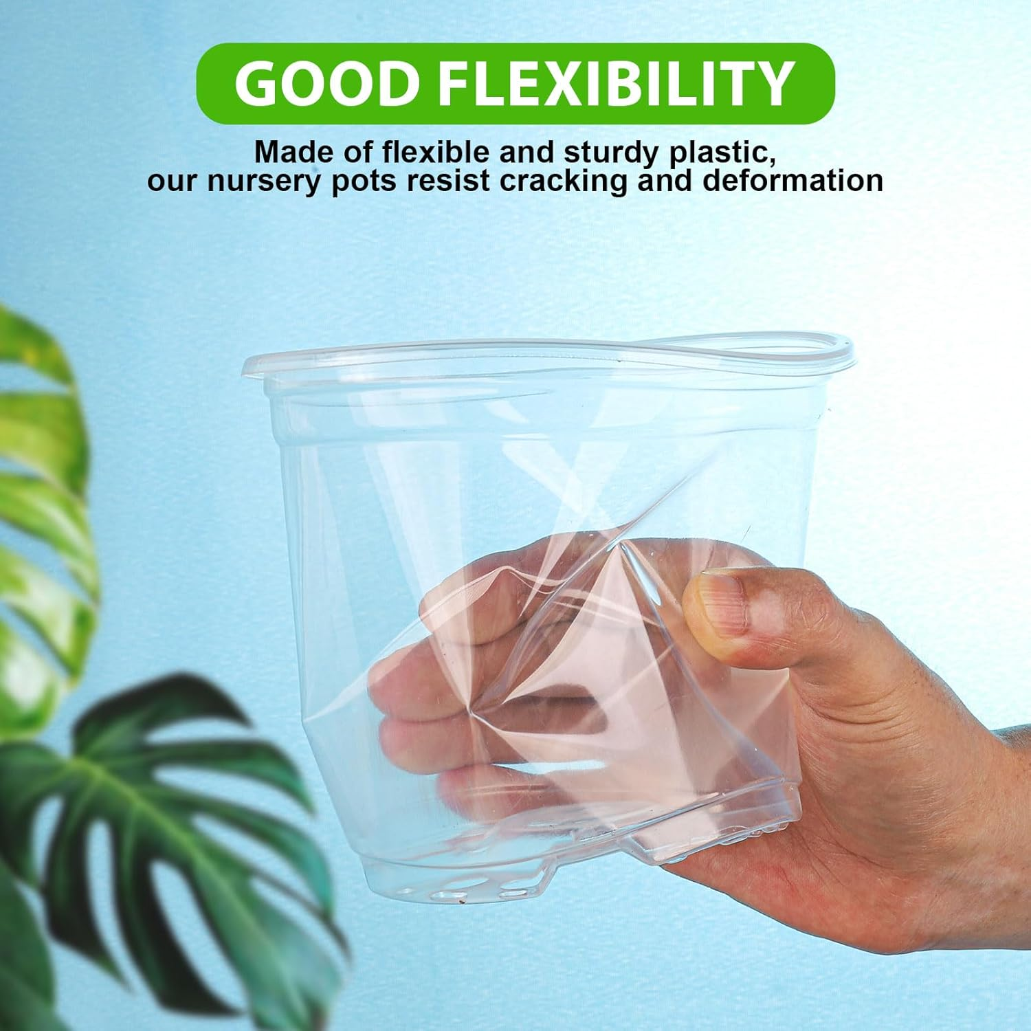 Clear Nursery Pots for Plants, 3.5/4/5 Inch Plastic Plant Flower Pot with Drainage Holes High Transparency Seedling Planter for Seed Starter (15PCS) image number 3