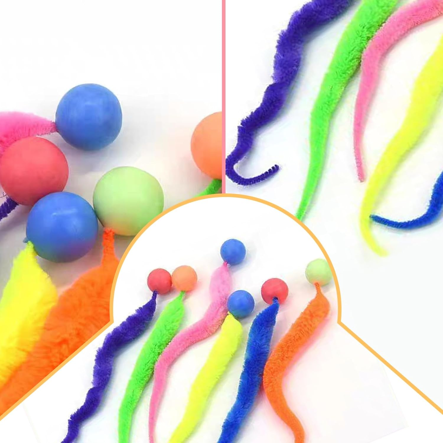 PAKESI 4 Wobble Balls for Cats, Interactive Cat Toy, Pet Toys, Cat Stuff, Wobble Balls, Fun Bouncing Balls, Interactive Toy for Indoor Use, Long Tail Ball, Cat Toy for Training image number 6