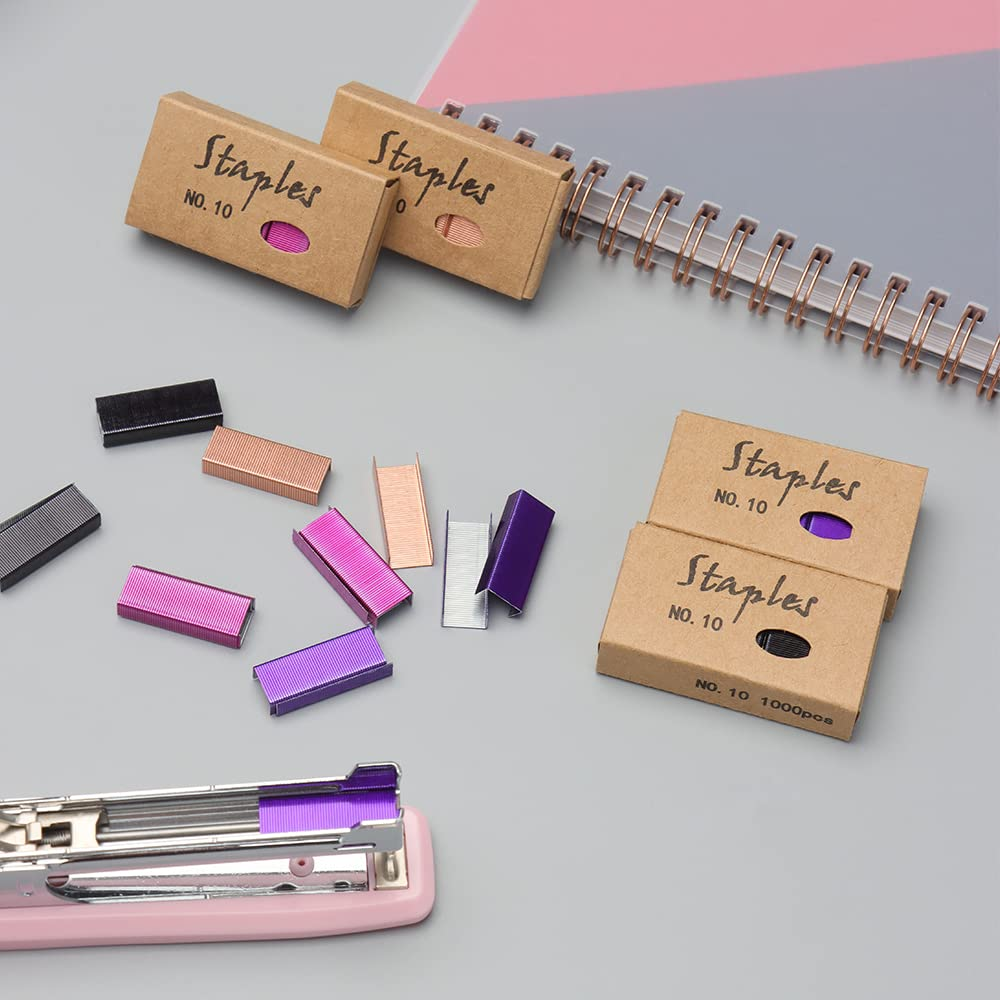 Mogoostry Colored Mini Staple Refills for Mini Stapler - Jam Free, 1000Pcs/Pack (4 Packs No.10 Total) image number 5