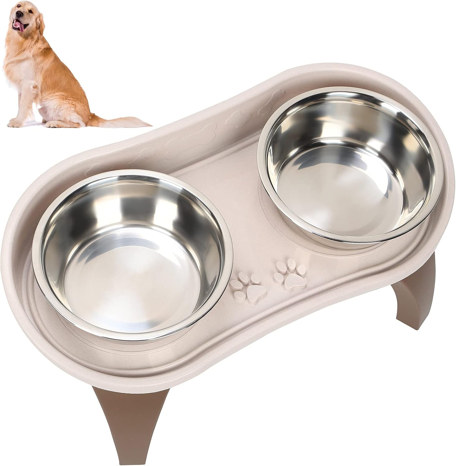 Large Elevated Feeder, Raised Stainless Steel Bowl Dog Feeder Pet Dinner Table Dog Bowls with Stand Elevated Dog Bowls Raised Pet Bowl for Home for Pet Cat Dog image number 1