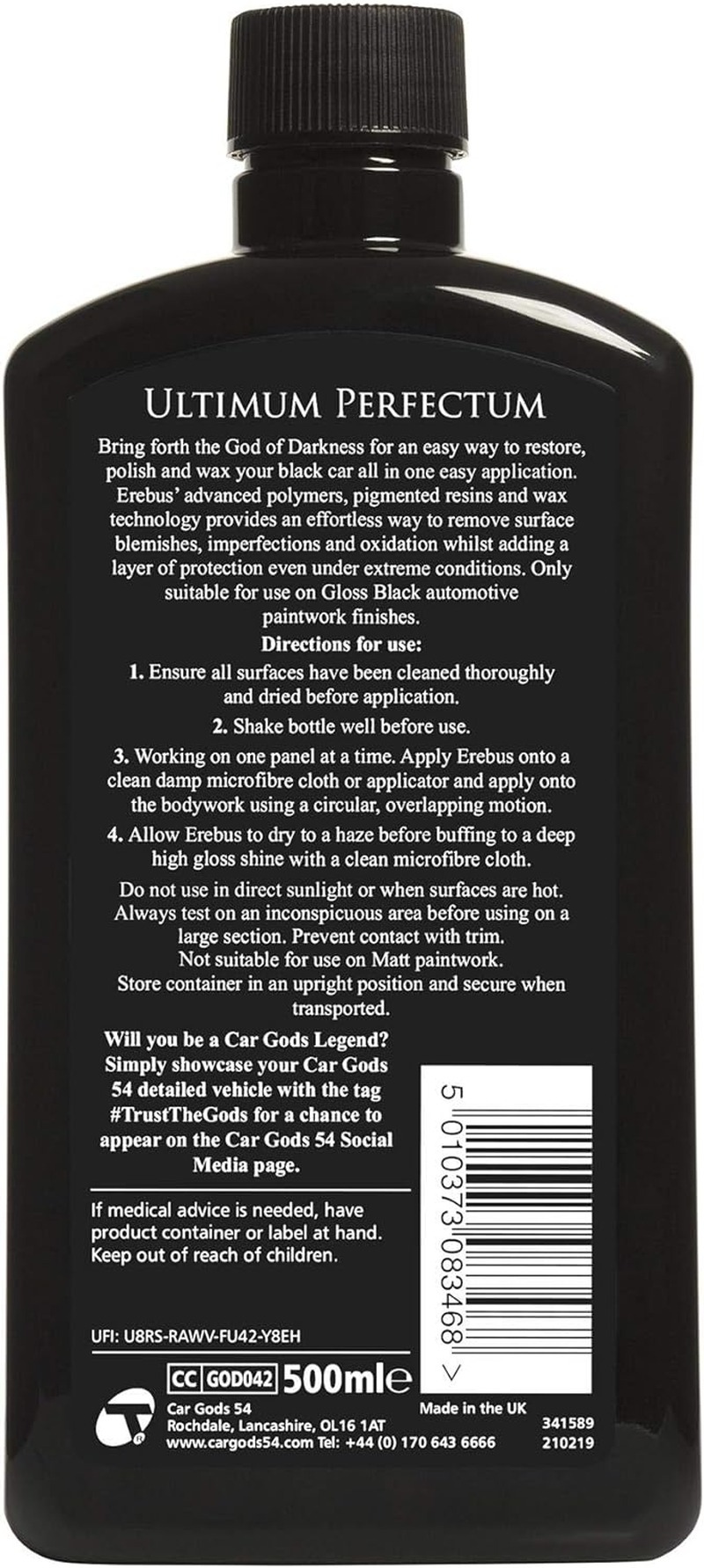 Car Gods Black Carnauba Wax Polish Scratch Remover Paint Protection 500 Ml - Pigmented Formula 3 in 1 Restores Pigments Protects Vehicle Paintwork Removes Surface Oxidation Blemishes Minor Scratches image number 6