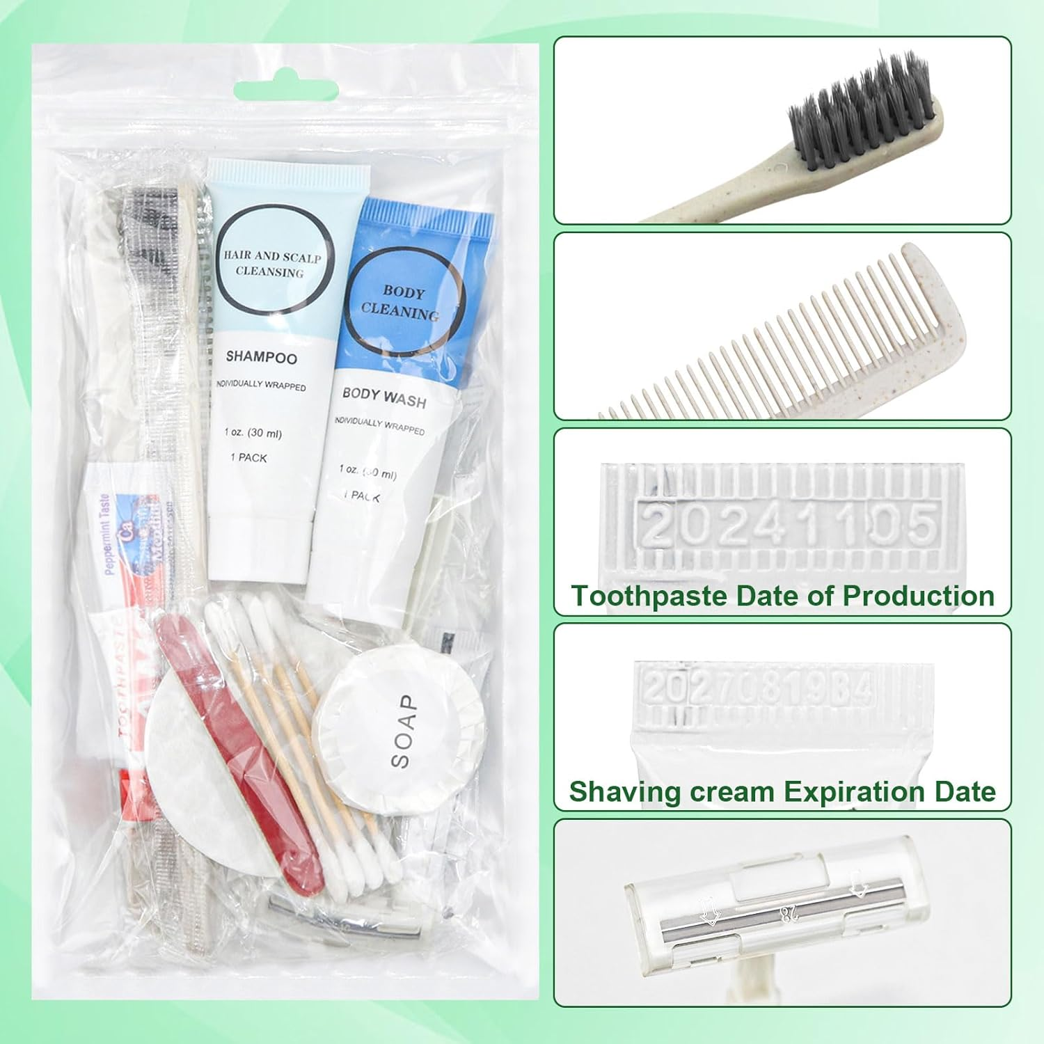 Toiletry Kits Homeless Personal Hygiene Care Package Kits Supplies in Bulk, Disposable Travel Size Essential Women Men Toiletries Set for Hotel,Charity,Camping,Travel (7.1 Inch, 20, Count) image number 4