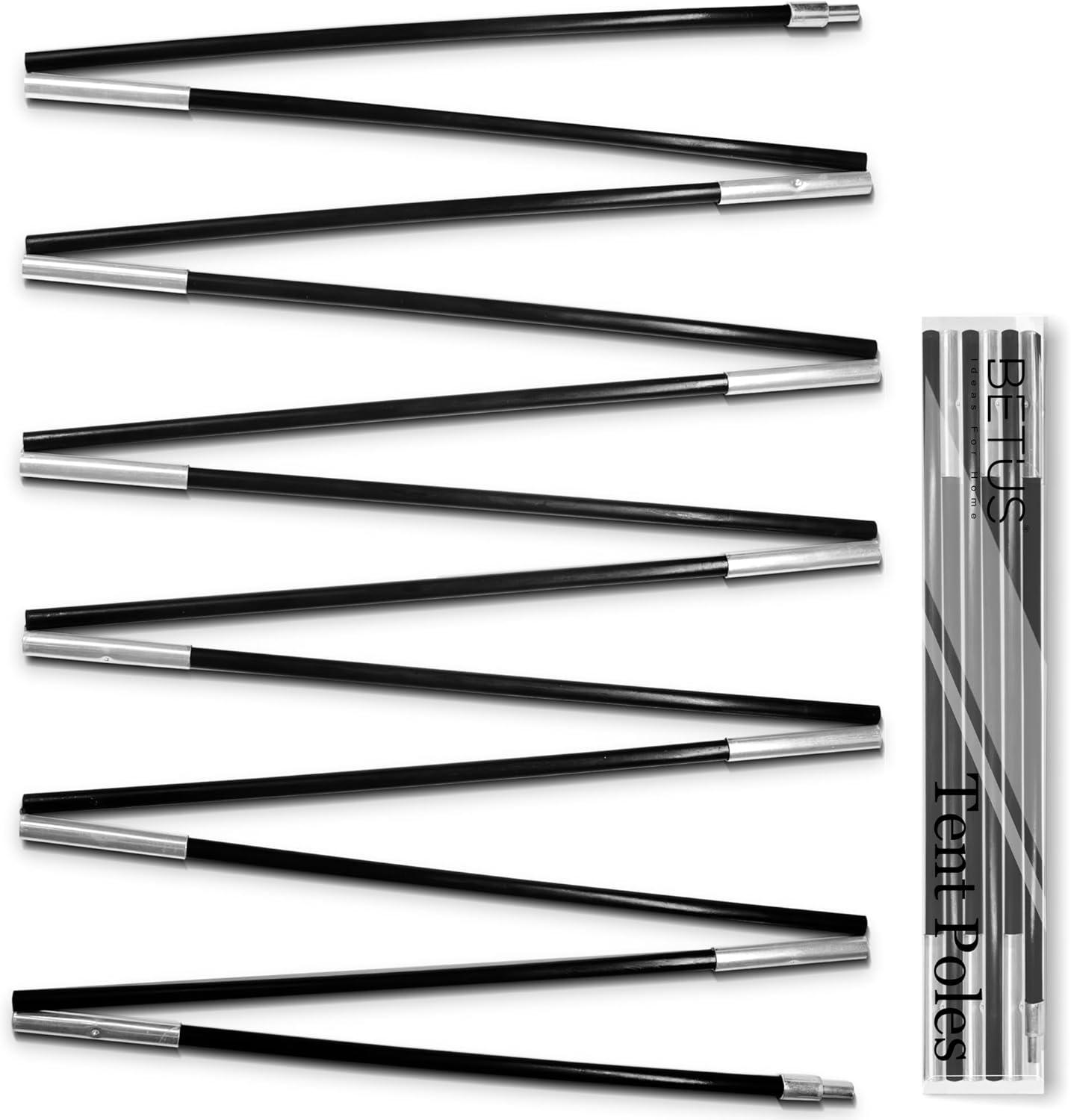 Betus Fibreglass Tent Poles Replacement - Pre-Assembled Black Tent Pole for Hiking & Camping - Easy to Install Outdoor Tent Repair Rod (11.9Ft) image number 4