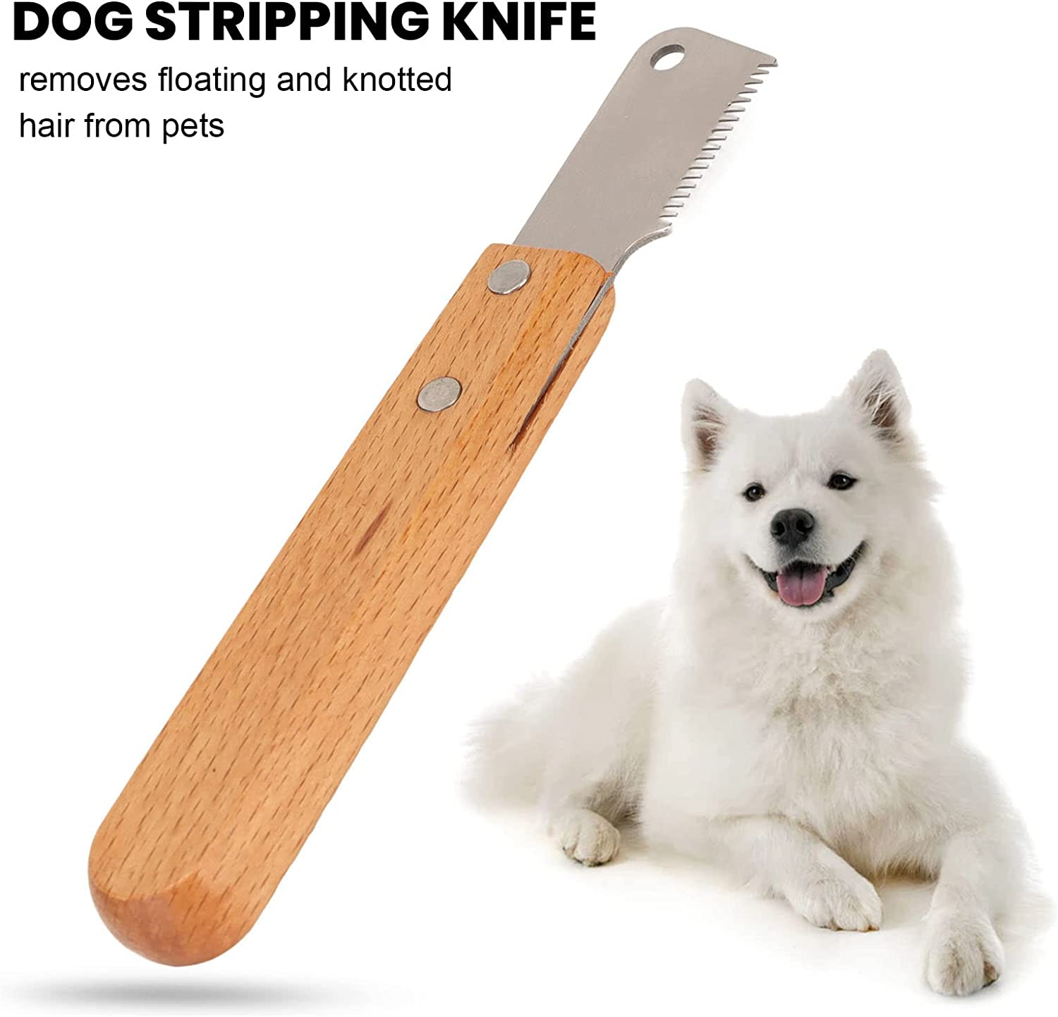 Dog Stripping Knife, Strong Durable Wooded Handle Dog Grooming Stripping Knife Metal Blade for Horses for Cats image number 2