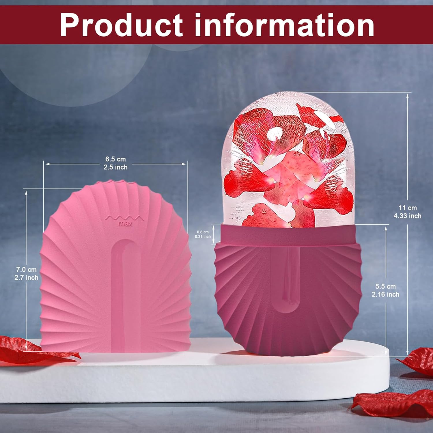 Joyeee Ice Face Roller, Ice Roller for Face & Eye Puffiness Relief, Reusable Ice Eye Face Massager Skin Care Tool Skin Fridge, Silicone Beauty Facial Ice Cube Mold Face Massage Tool Women image number 4