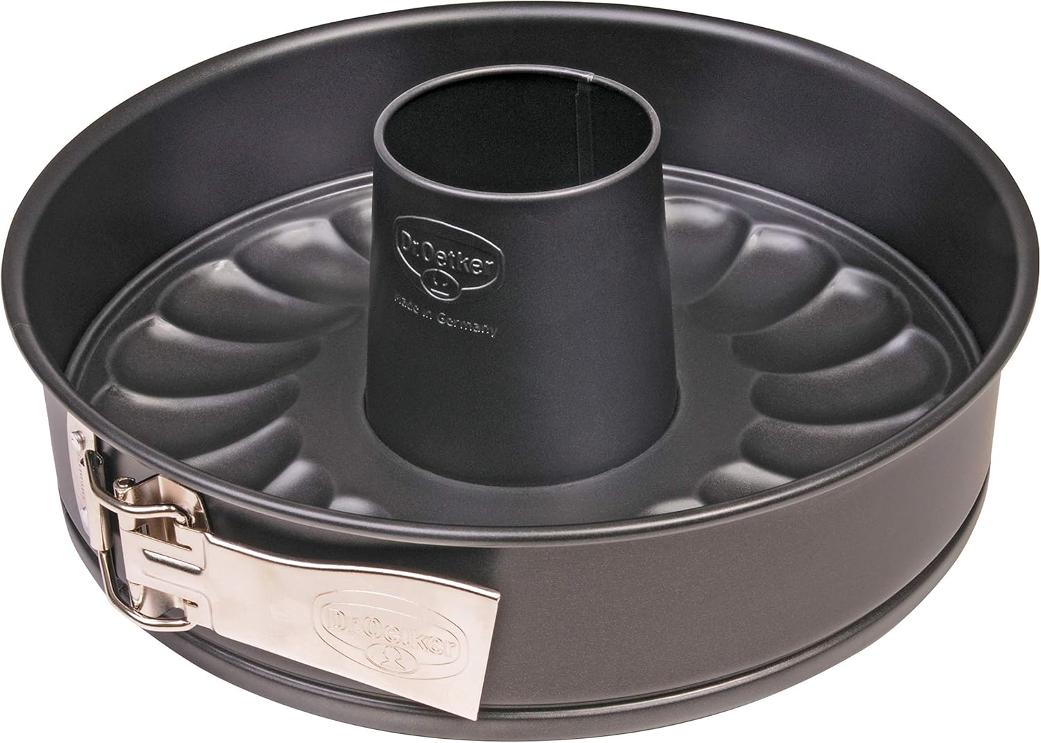 Dr. Oetker Springform Tin with Flat and Tube Base, Diameter 28 Cm, Steel Cake Tin with Non-Stick Coating, Baking Mould Made of Refined Black Sheet, Quantity: 1 image number 1