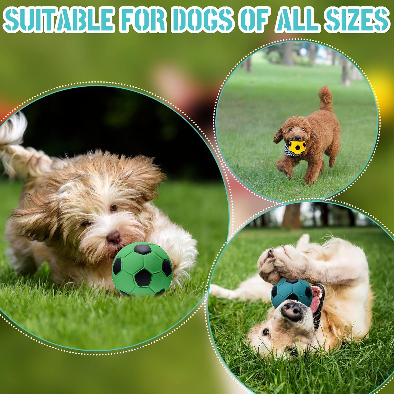 Sumind 9 Pcs Latex Squeaky Dog Toys, Soccer Ball Interactive Fetch Toys, Soft Football Puppy Chew Balls for Small, Medium and Large Dogs image number 5