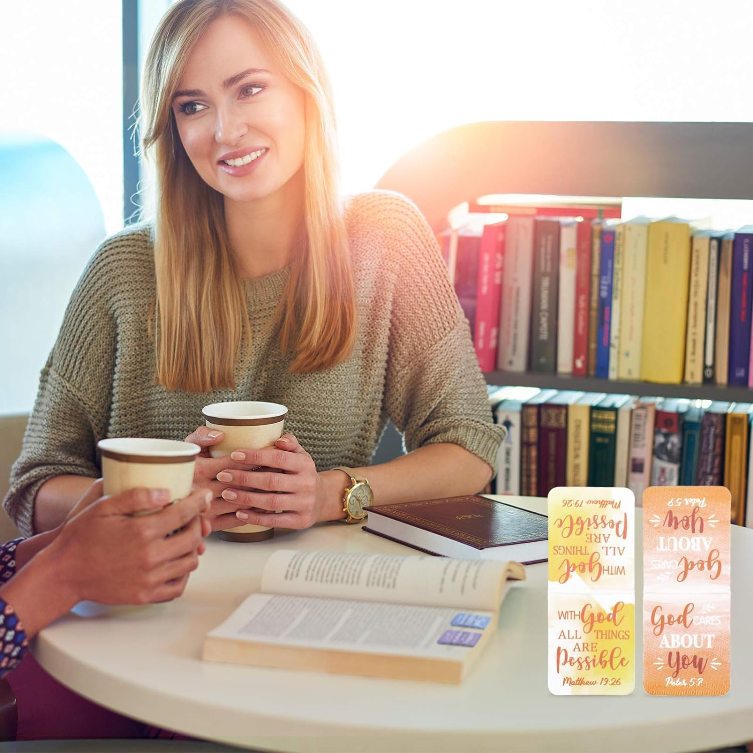 Dianelhall 96 Pieces Bible Verse Magnetic Bookmarks 16 Styles Christian Magnet Book Markers Inspirational Motivational Encouraging Magnetic Page Clip for Women Men School Office Supplies image number 5