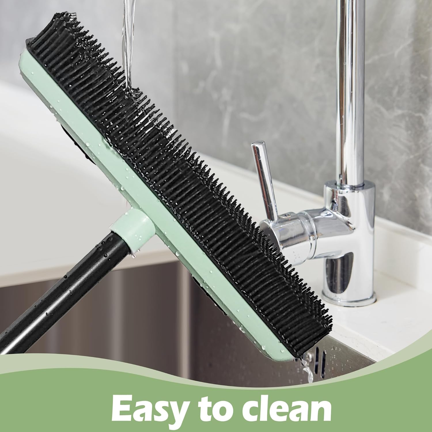 DALIPER Upgraded Rubber Broom Pet Hair Remover with Squeegee Fur Sweeper Small Detailing Lint Brush to Fluff Carpet Rug Tile Hardwood Floor image number 1