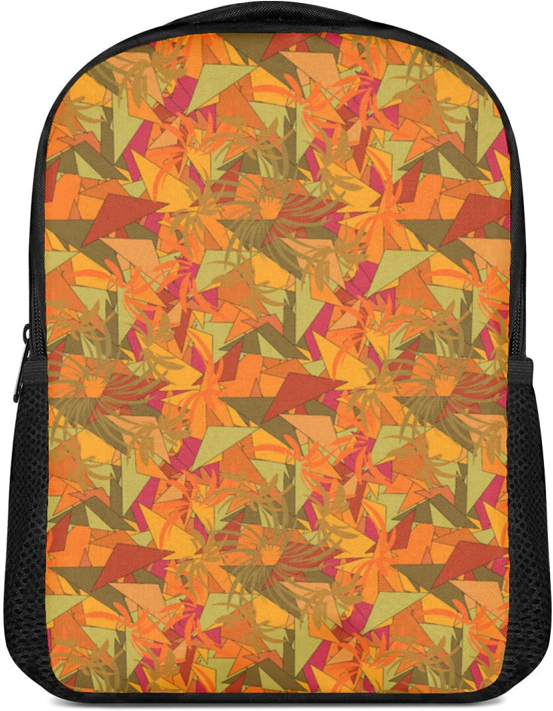 Tropicallife Orange Flower Pattern Backpack for Boys and Girls Water Resistant Preschool Backpack Lightweight Bookbags Camping Travel School Shoulder Bag, Multi image number 6