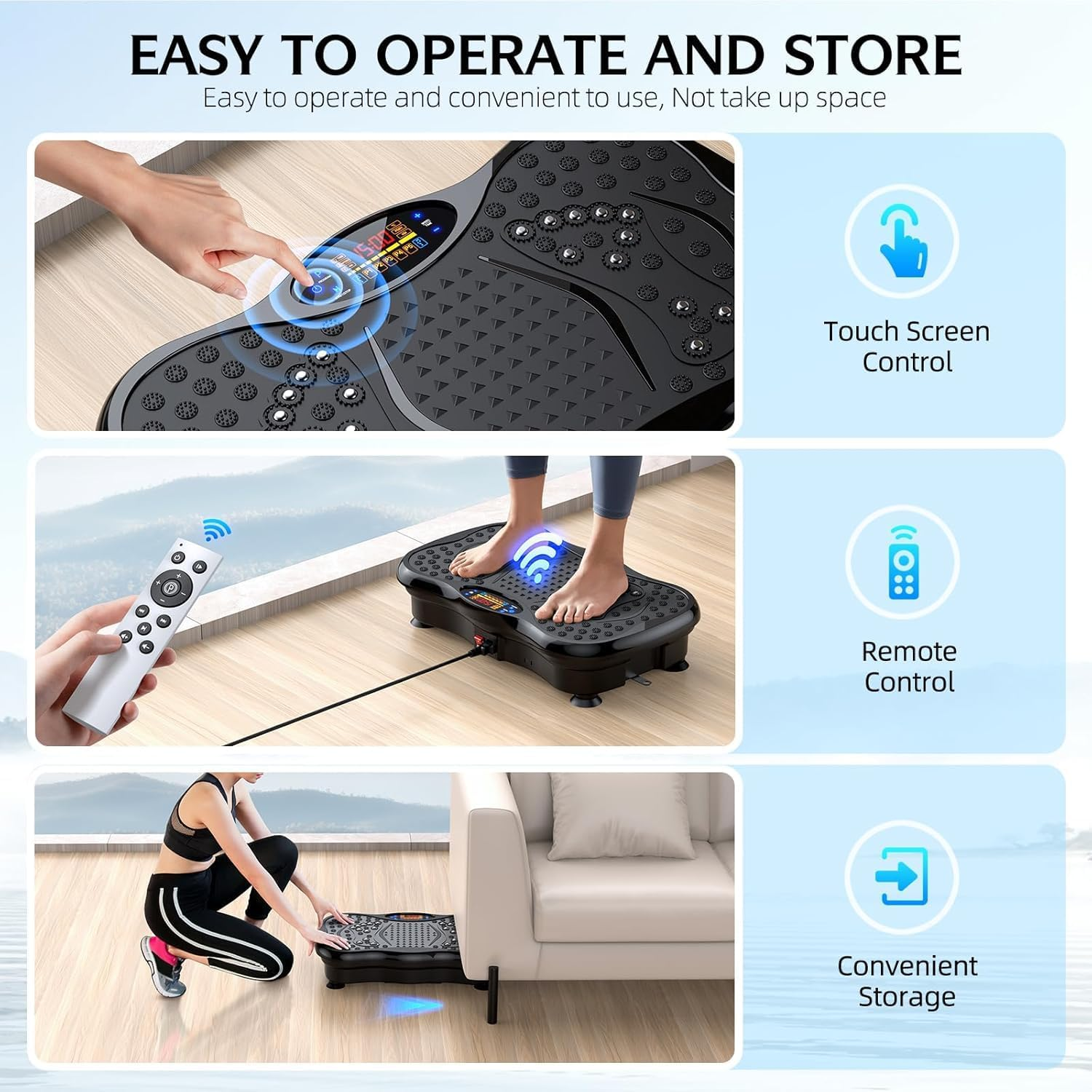 Vibration Plate Exercise Machine with Bluetooth Speaker, Vibration Plate Platform for Lymphatic Drainage, 120 Adjustable Speeds Power Vibrating Plate Helps Weight Loss, Shaping image number 4