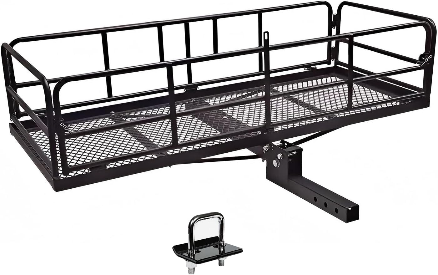 500 Lbs Heavy Duty Hitch Mount Cargo Carrier 60" X 24" X 14.4" Folding Cargo Rack Rear Luggage Basket Fits 2" Receiver for Car SUV Camping Traveling image number 3