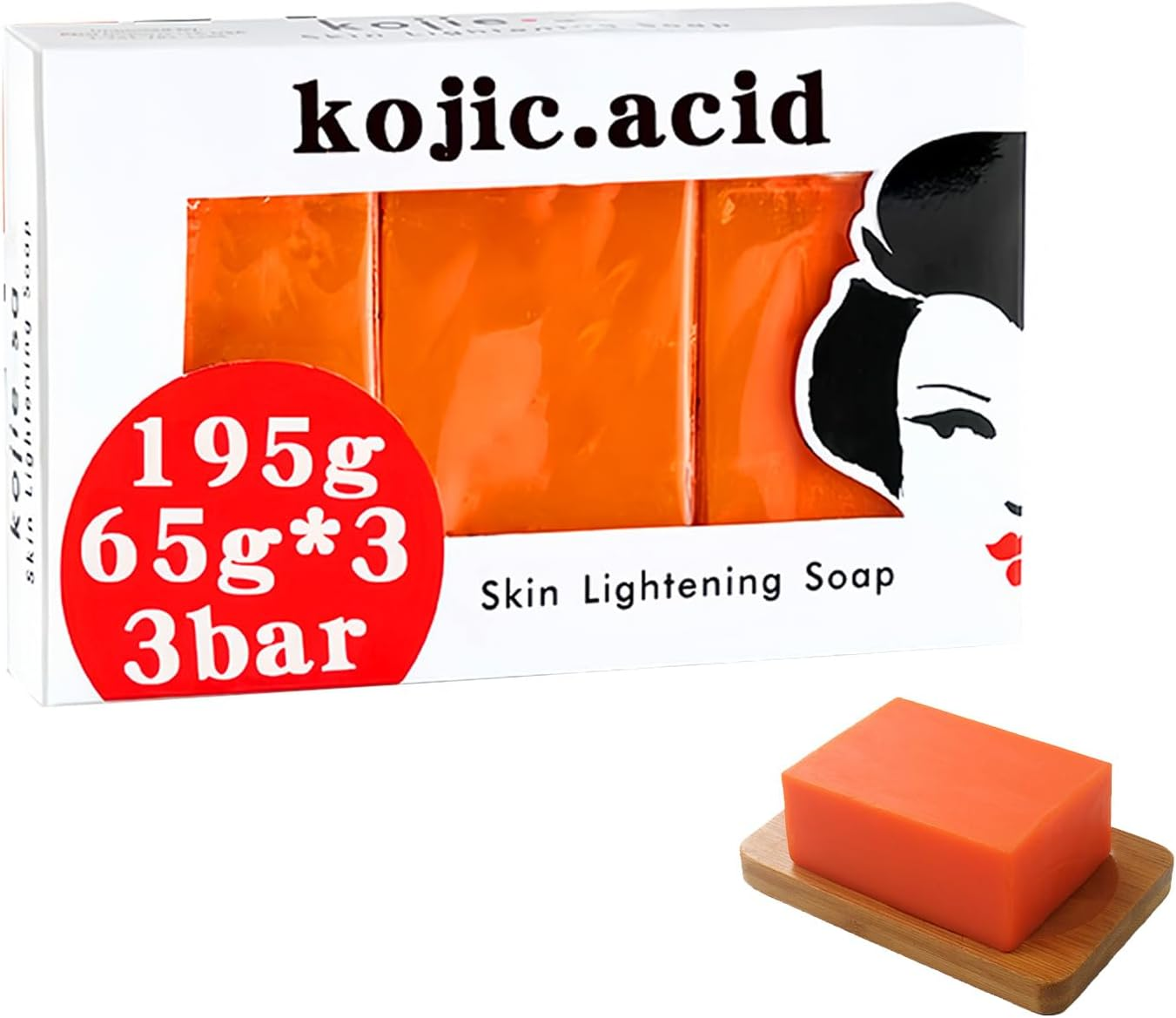 3 Pcs Turmeric and Kojic Acid Soap, Turmeric and Kojic Acid Soap,Bightoning Kojic Soap,Gentle Moisturizing Bar Soap,Suitable for Body, Face Daily Cleansing Skin Care image number 1