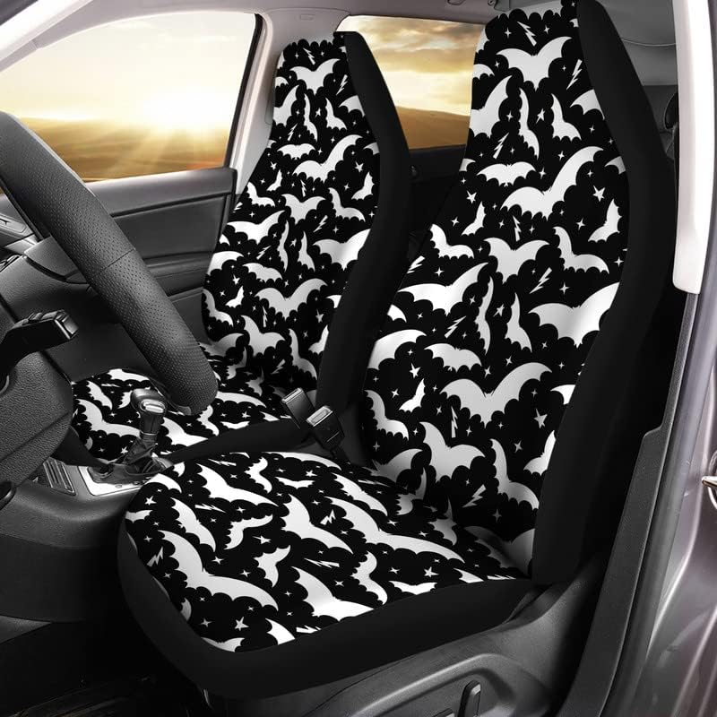 Bulopur Halloween Spider Web Print Front Seat Cover Sets 2 Pack, Car Universal Accessories Interior Decor for Men, Auto Front Seat Covers