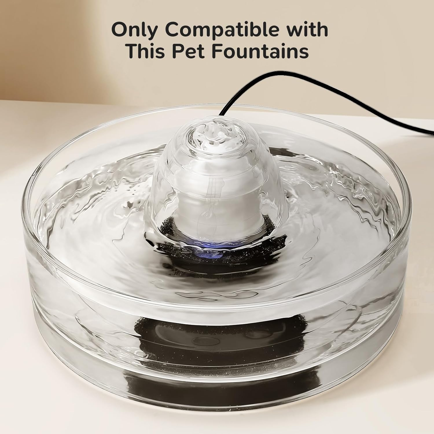 Vindox Cat Fountain Filter, Replacement Filter for 2.7 L Drinking Fountain for Cat Glass, Activated Carbon Ion Exchange Resin Filter (6 Replacement Filters + 6 Filter Sponges) image number 3