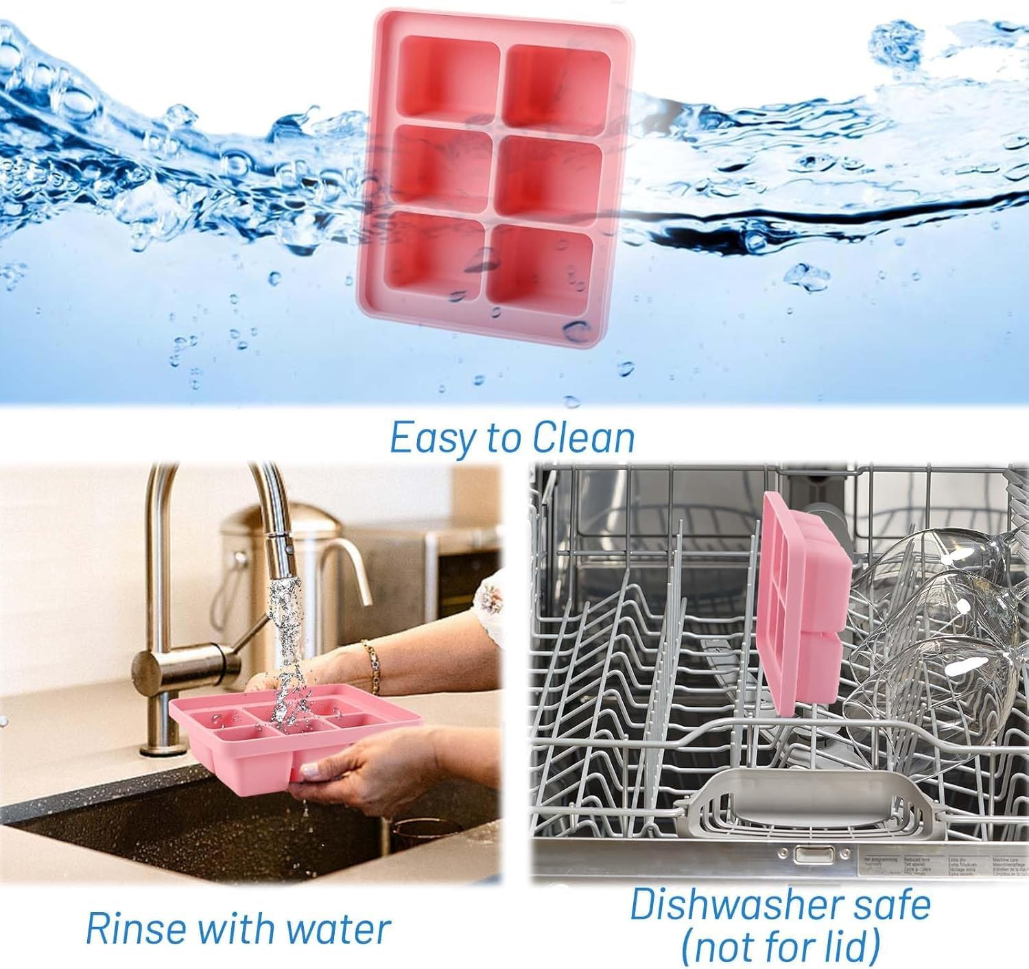 Lichely Ice Cube Tray with Lids, Easy-Release Silicone Ice Moulds, Bpa-Free Freezer Trays for Freezer, Drinks, Baby Food, Whiskey, Cocktails image number 3