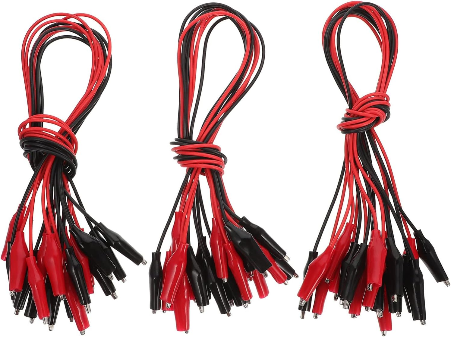 POPETPOP Alligator Clips Crocodile Test Leads: 30Pcs Dual Ended Wire Cable Balck Red with Insulators Clips Test Flexible Copper Cable for Electrical Testing 15. 72 Inches image number 3