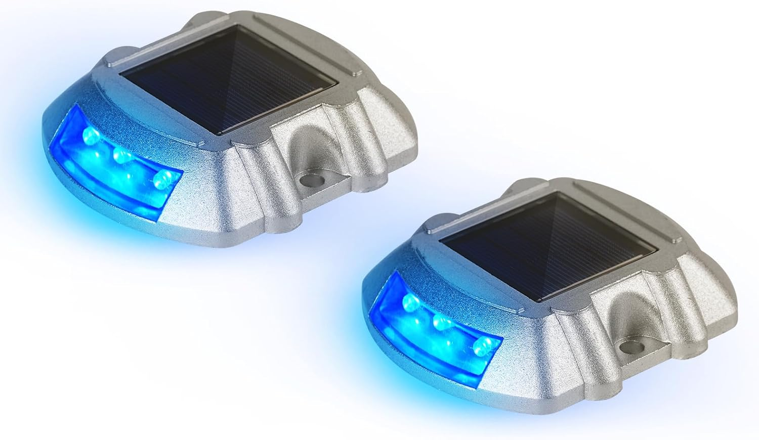 JEWOSTER Solar Driveway Lights - Extra Bright Solar Deck Lights with 6 LED, Waterproof Outdoor Solar-Powered Light for Garden, Pathway, Walkway, Deck, Yard and Driveway - 2 Pack, Blue image number 2