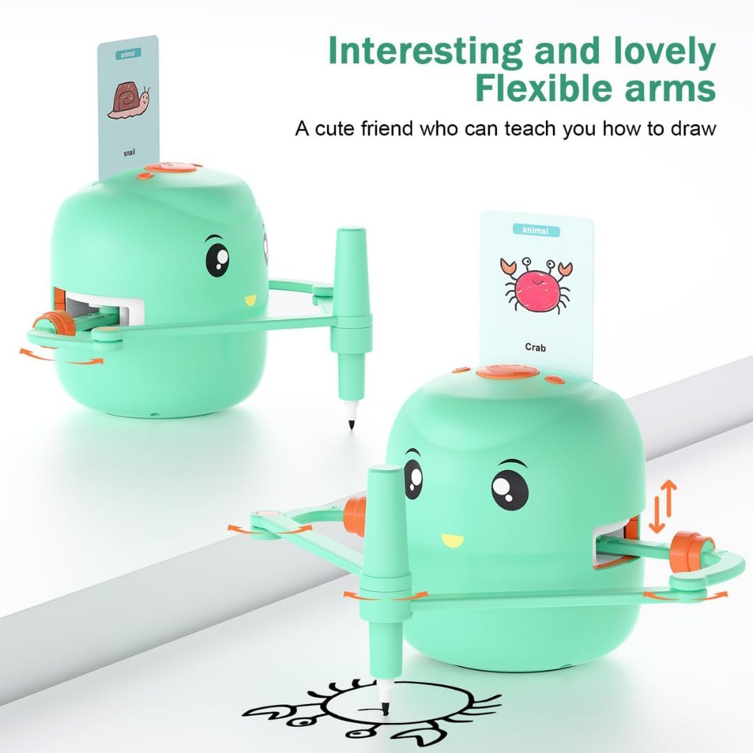 Drawing Robot for Kids &ndash; 100 Drawing Cards, Voice Interaction, Educational Montessori Learning Toy with 2 Pens &ndash; Smart STEM Art Robot for Boys & Girls Ages 3-8 (Pink) image number 2
