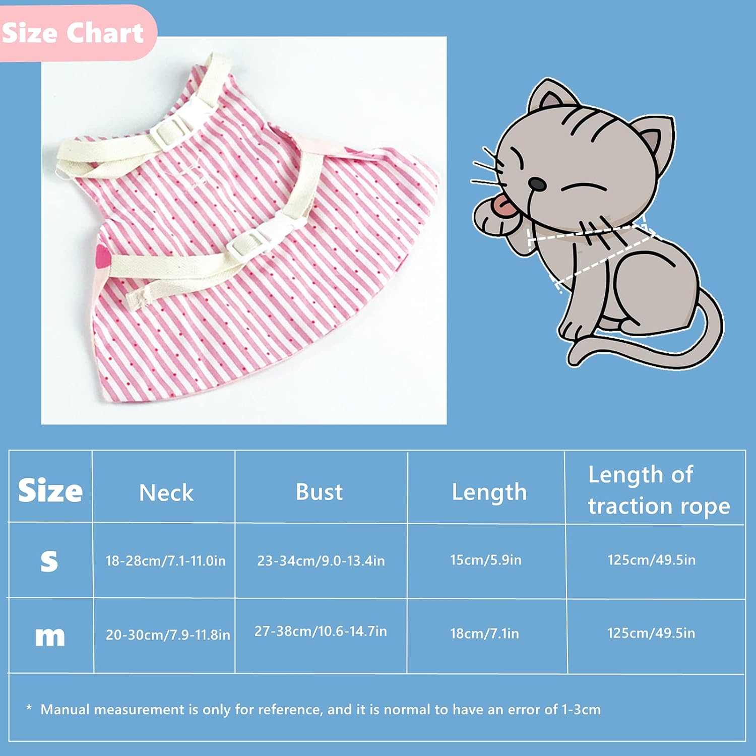 Guinea Pig Clothes,Rabbit Harness,Ferret Bunny Clothes with Pet Rabbit Harness and Leash Mini Hat Bag Cute Brooch for Kitten Small Animal Collars image number 1