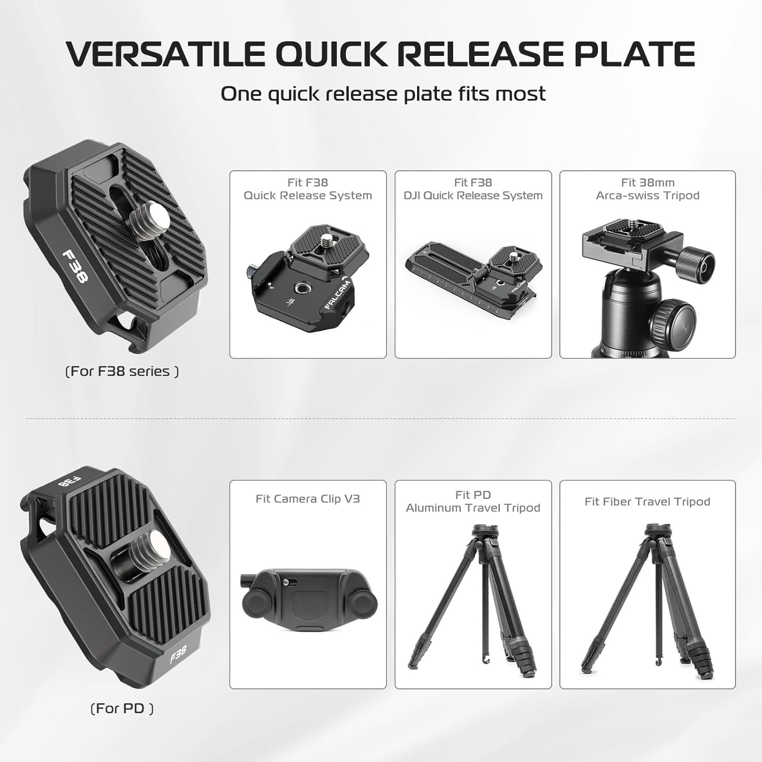 ULANZI New Version F38 Quick Release Plate 2-In-1, FALCAM Quick Release System QR Plate Camera Tripod Mount Adapter Compatible with PD and F38 (New Version Top Plate, Base Mount NOT Included) image number 3