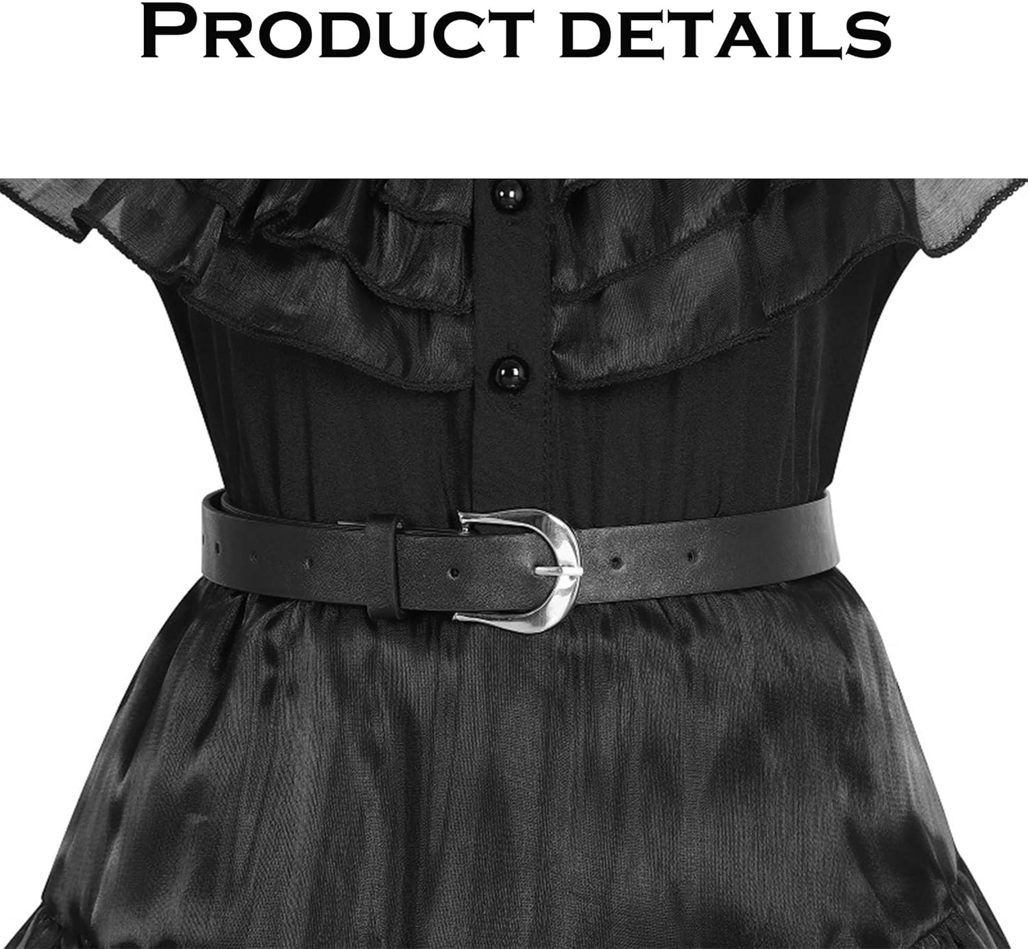 Black Addams Costume for Girl Family Dress up Halloween Outfits Costumes Cosplay Party Dress with Wig,Necklace image number 4