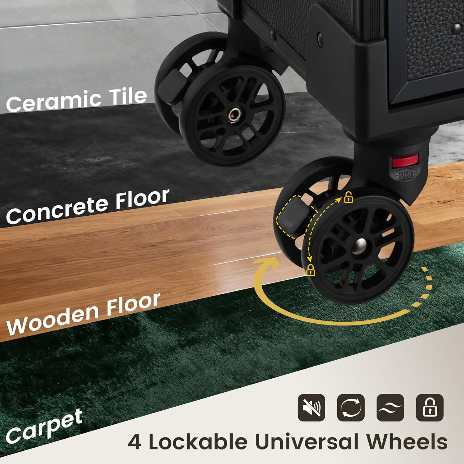 Yueieoun Rolling Makeup Case with Wheels, Black image number 2