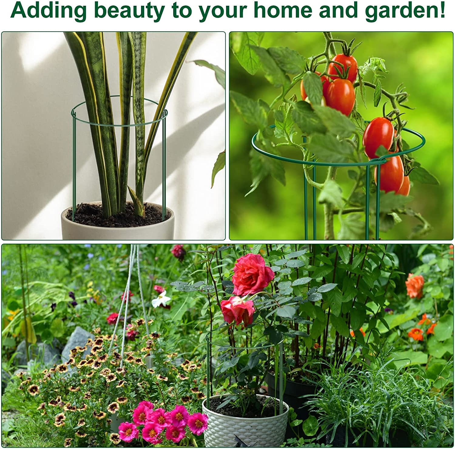 10 Pcs Plant Support Stakes Half round Plant Support Stake 9.8"W X 15.7"H Garden Outdoor Plant Support Ring Cage Detachable Metal Plant Cage Holder with 10 Pcs Plant Ties and Garden Plant Clips (10 Pcs) image number 3