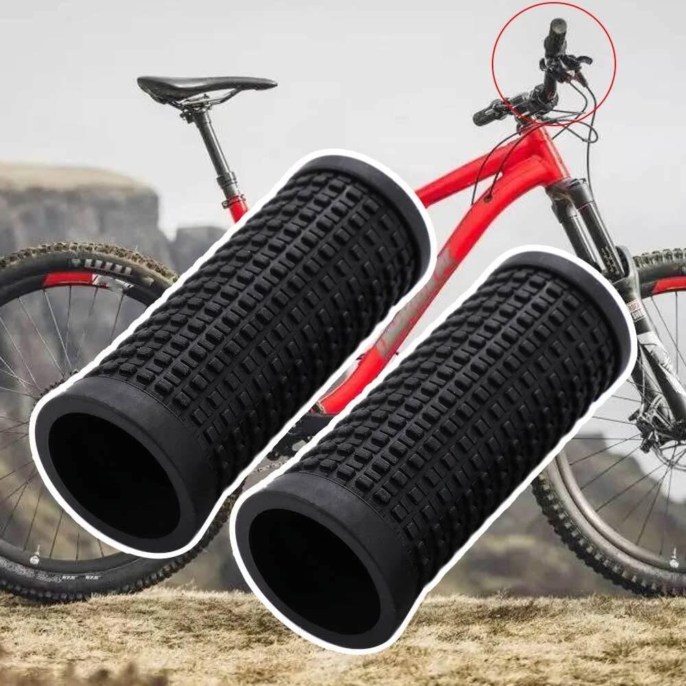 2 Pcs Black anti Slip Bike Bicycle Long/Short Handlebar Grips for Twising Shifter, Shockproof anti Slip MTB Parts, Soft TPR Rubber Handlebars, Headsets and Stems(Long Short) ﻿