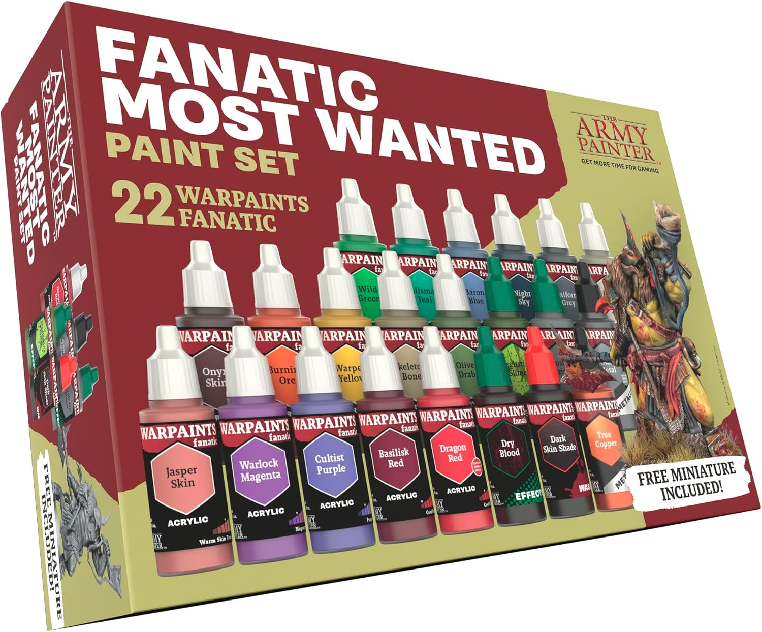 The Army Painter, Warpaints Fanatic Most Wanted Paint Set, 22 X 18Ml Acrylic Paint Incl. Skin Tones, Metallics, Effects, 1 Wash, Primer & 1 Miniature - Miniature Paint for D&D & Warhammer Miniatures image number 2