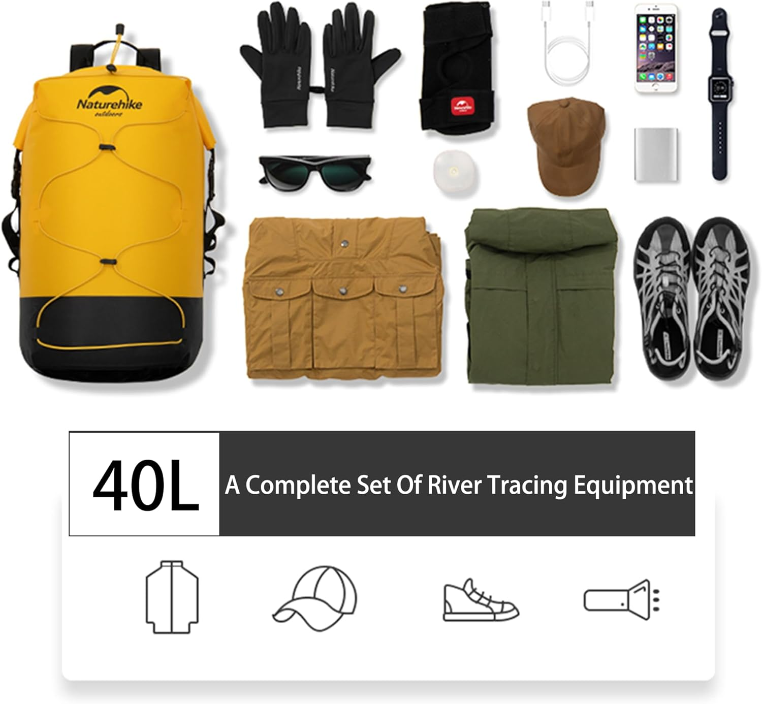 Naturehike Waterproof Backpack for Men, Hiking Backpack Waterproof Outdoor Day Pack, Lightweight Camping Travel 20L/30L/40L image number 4