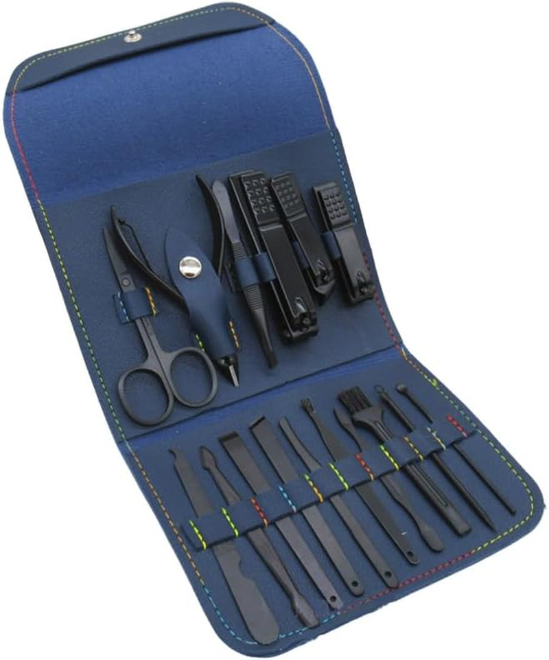 JZS Manicure Set Professional Nail Clipper Kit-16 Pieces Stainless Steel Manicure Kit,Nail Care Tools with Luxurious Travel Case