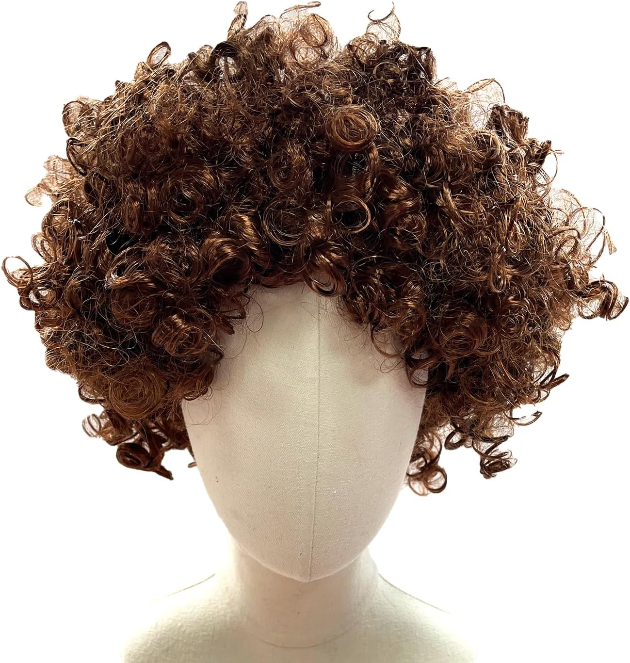 CENZICOM Women Men Fluffy Afro Short Curly Wig, for Cosplay Anime Party Christmas Halloween Fancy Funny Clown Wigs Synthetic Hair (Brown)