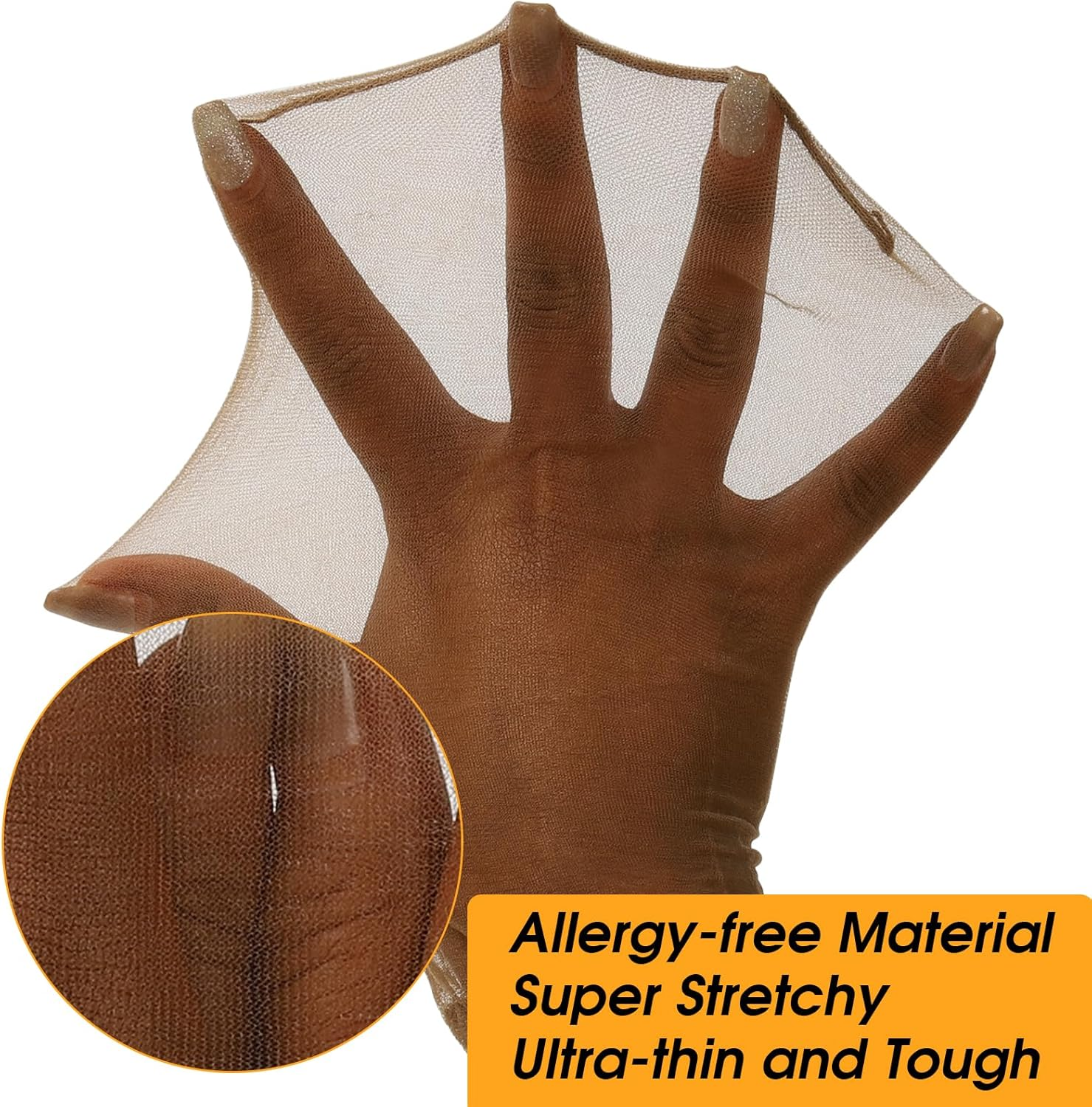 BEEOS Dark Brown Skinlike HD Wig Cap for Women, 4 Pieces Invisible Ultra-Thin Stretchy Stocking Caps for Lace Front Wigs image number 5