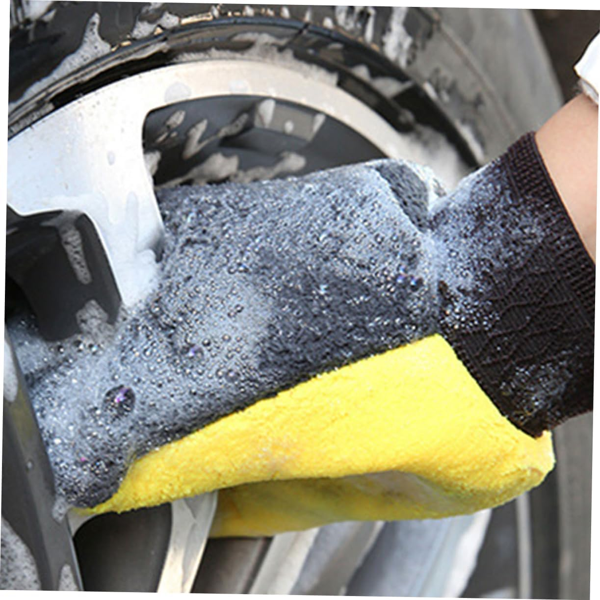 PRETYZOOM Car Wash Gloves 2Pcs Scratch-Free Coral Fleece Wash Mitts Waterproof Non-Slip Large Cleaning Gloves for Automotive Exterior Care image number 5