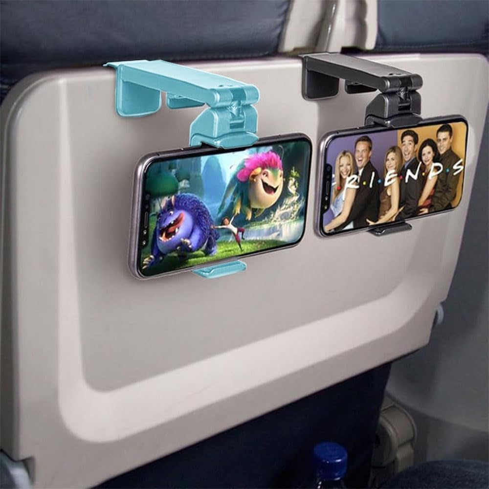 Airplane Phone Holder Travel Essentials, Multi-Directional 360&deg; Degree Rotation, Pocket-Sized Universal Handsfree Phone Mount for Flying Home Kitchen Office and Travel Accessories Must Haves (Green) - Black image number 3