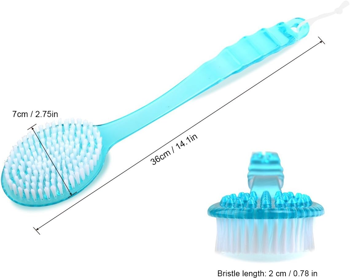 1 Pcs Long Hand Bath Shower Back Brush Scrubber Massager Mobility Blue image number 2