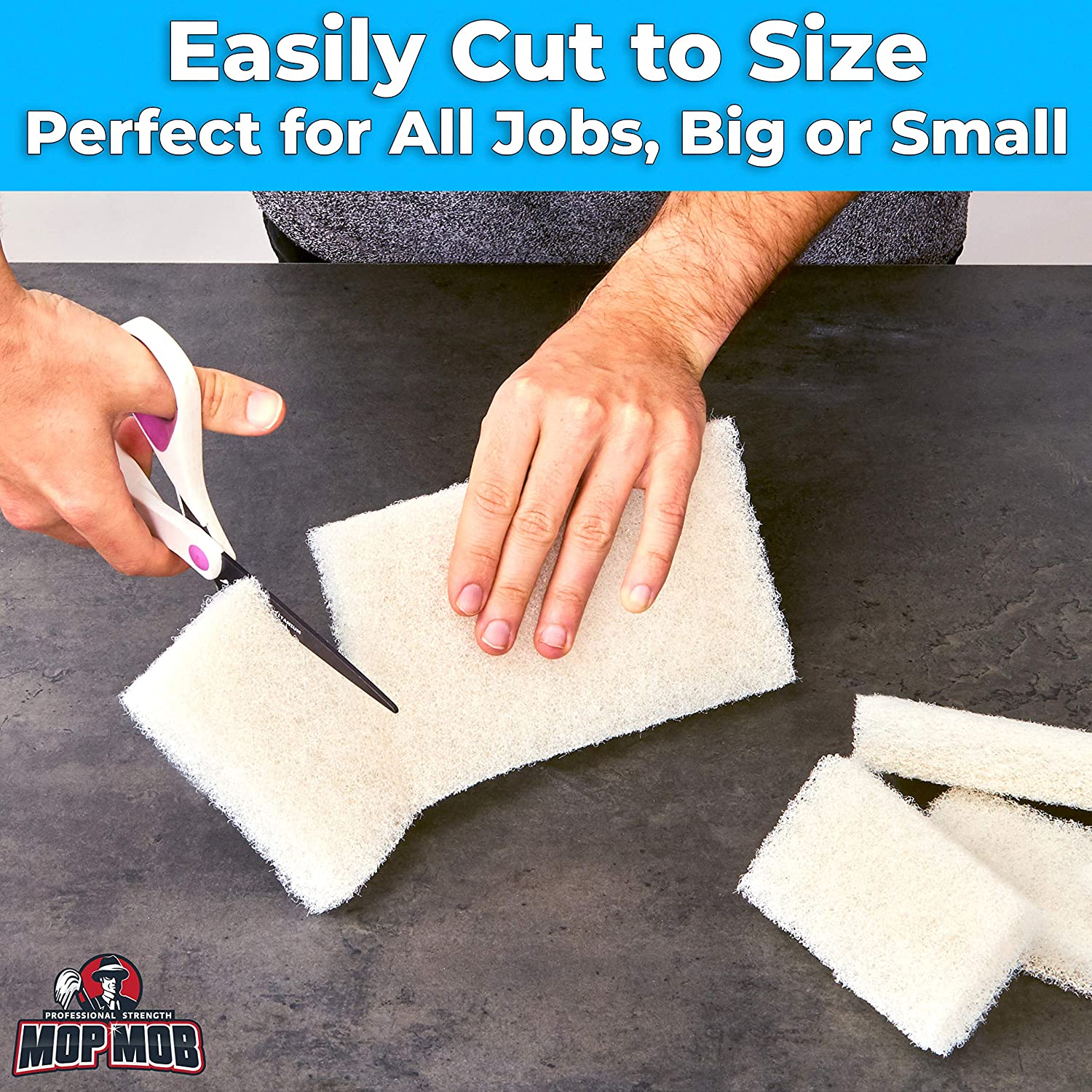 Non-Scratch, Super Long-Lasting Scrubbing Pad 5 Pk, 10X4.5In. Best Reusable Multipurpose Scouring Sponge for Home Surfaces. Perfect Pro Grade Multi-Surface Scrubber Pads for Light-Duty Indoor Cleaning image number 5