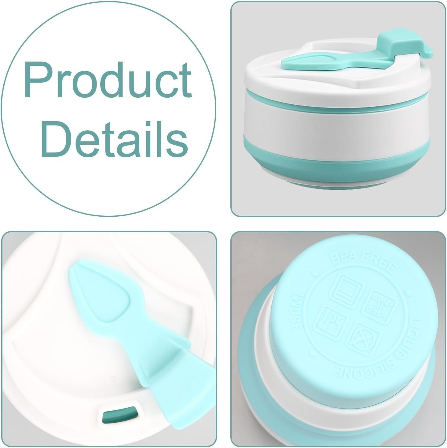 2Pcs Travel Silicone Folding Cups,Silicone Foldable Mug with Lid,Silicone Collapsible Travel Cup,Silicone Folding Camping Cup,Foldable Silicone Collapsible Cup,Silicone Travel Folding Cup, 350Ml image number 5