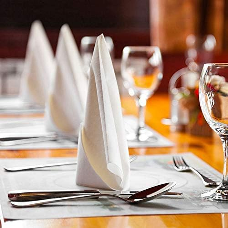 LEKOCH 50-Pack Premium Airlaid Napkins & Guest Towels - 40X40 Cm Large Linen-Feel Disposable Paper | Ultra Soft, Absorbent & Cloth-Like | for Dinner - White - 100 Pcs image number 4