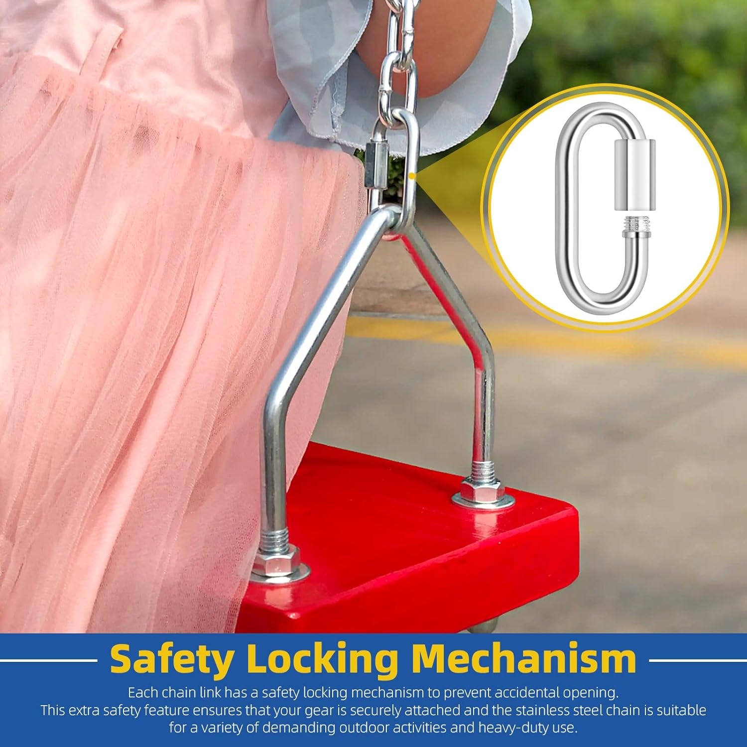 Glarks 30Pcs 2 Styles M3.5/4/5/6/7/8 Quick Link Chain Connector and Spring Snap Hooks Carabiner Set, 16Pcs D Shape Locking Carabiner and 14Pcs Spring Carabiner Clips for Camping, Riging image number 6