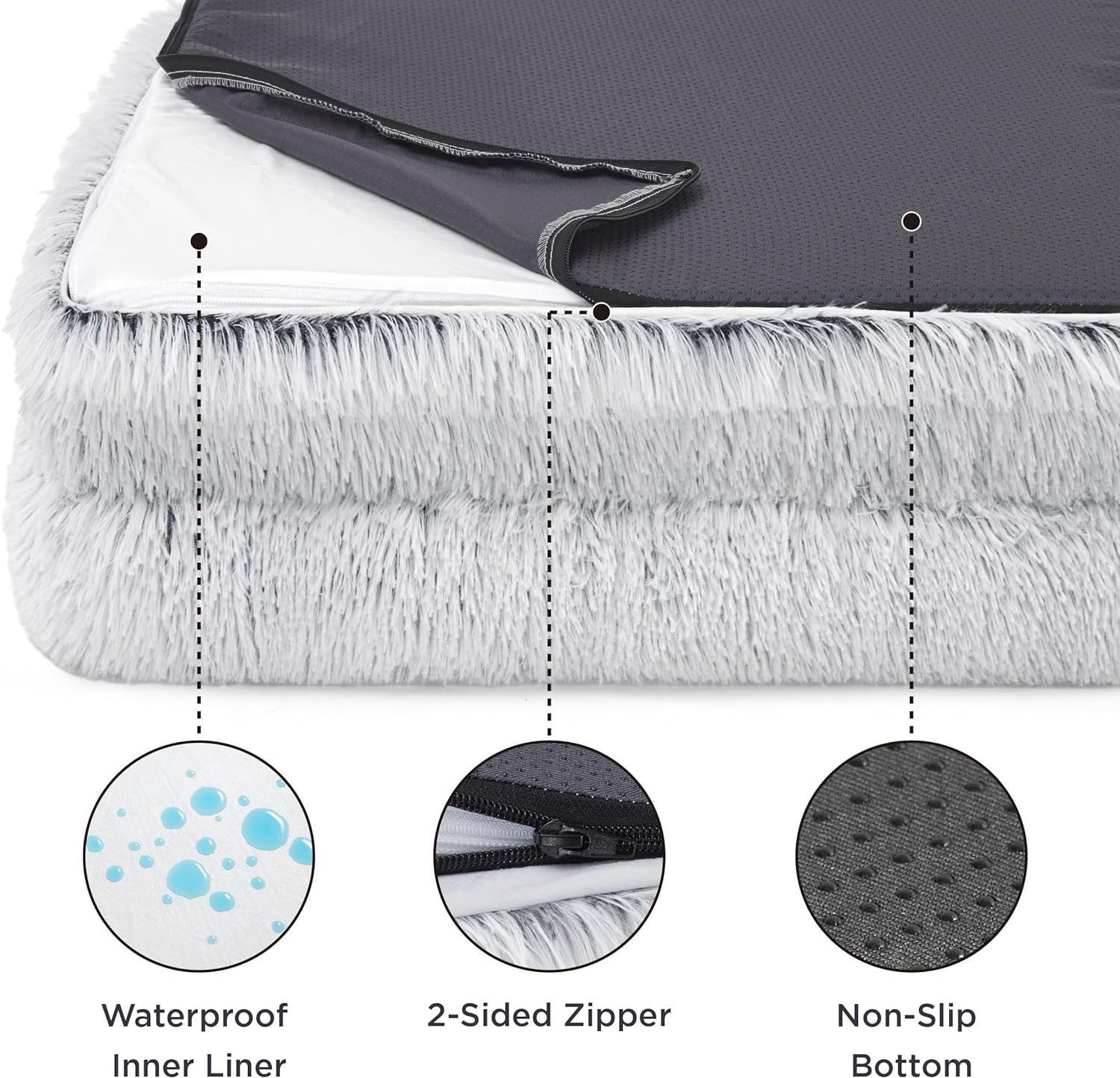 Orthopedic Dog Bed for Medium Dogs - Calming Waterproof Dog Sofa Bed Medium, Supportive Foam Pet Couch Bed with Removable Washable Cover, Waterproof Lining and Nonskid Bottom (M-23.6"Lx18.9"Wx6"Th) image number 3