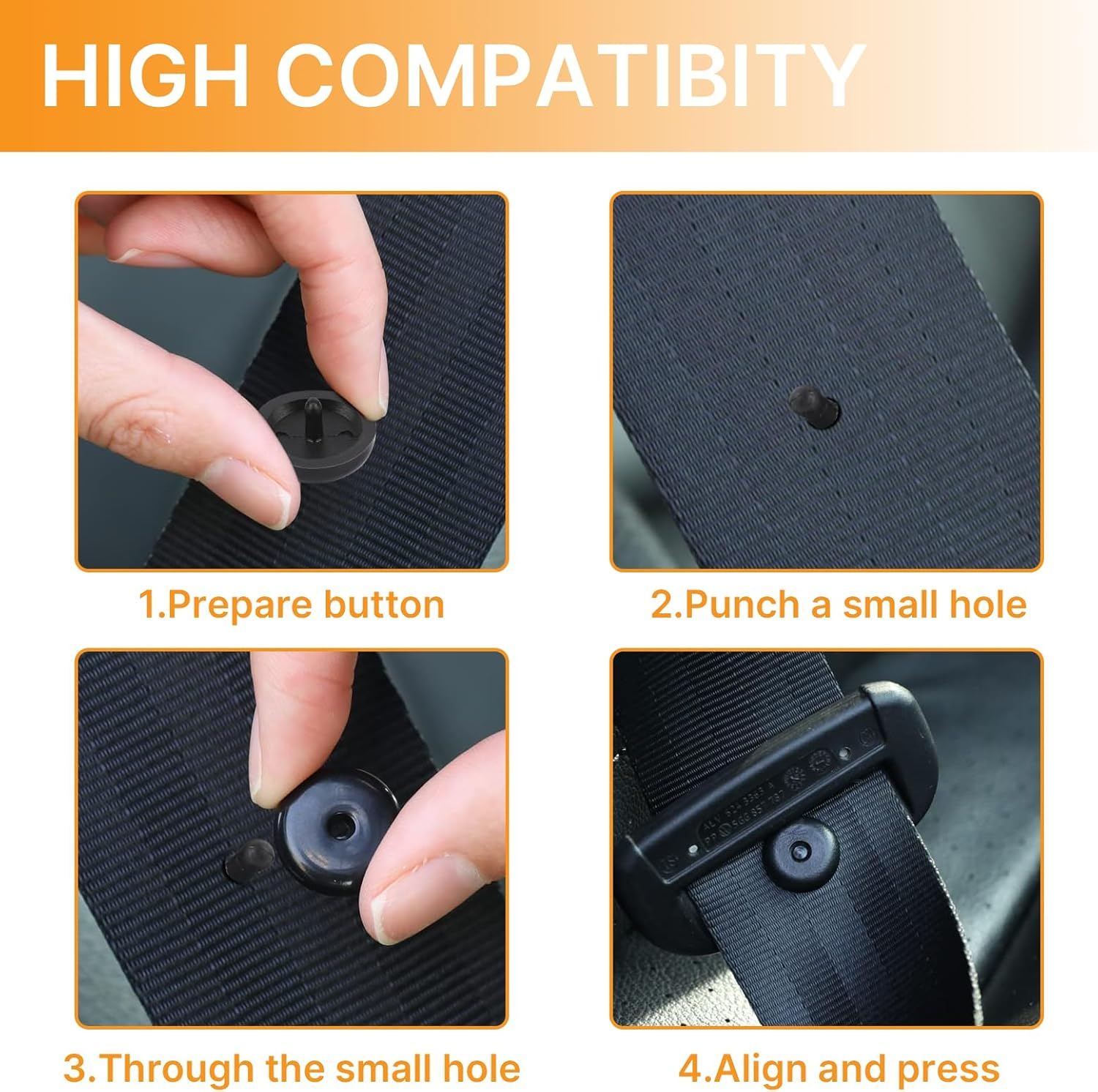 15 Sets Universal Fit Seatbelt Stopper Kit, Seat Belt Button Stop, Plastic Seatbelt Buckle Stopper Button Prevent Safety Belt Clip Buckle from Sliding Down