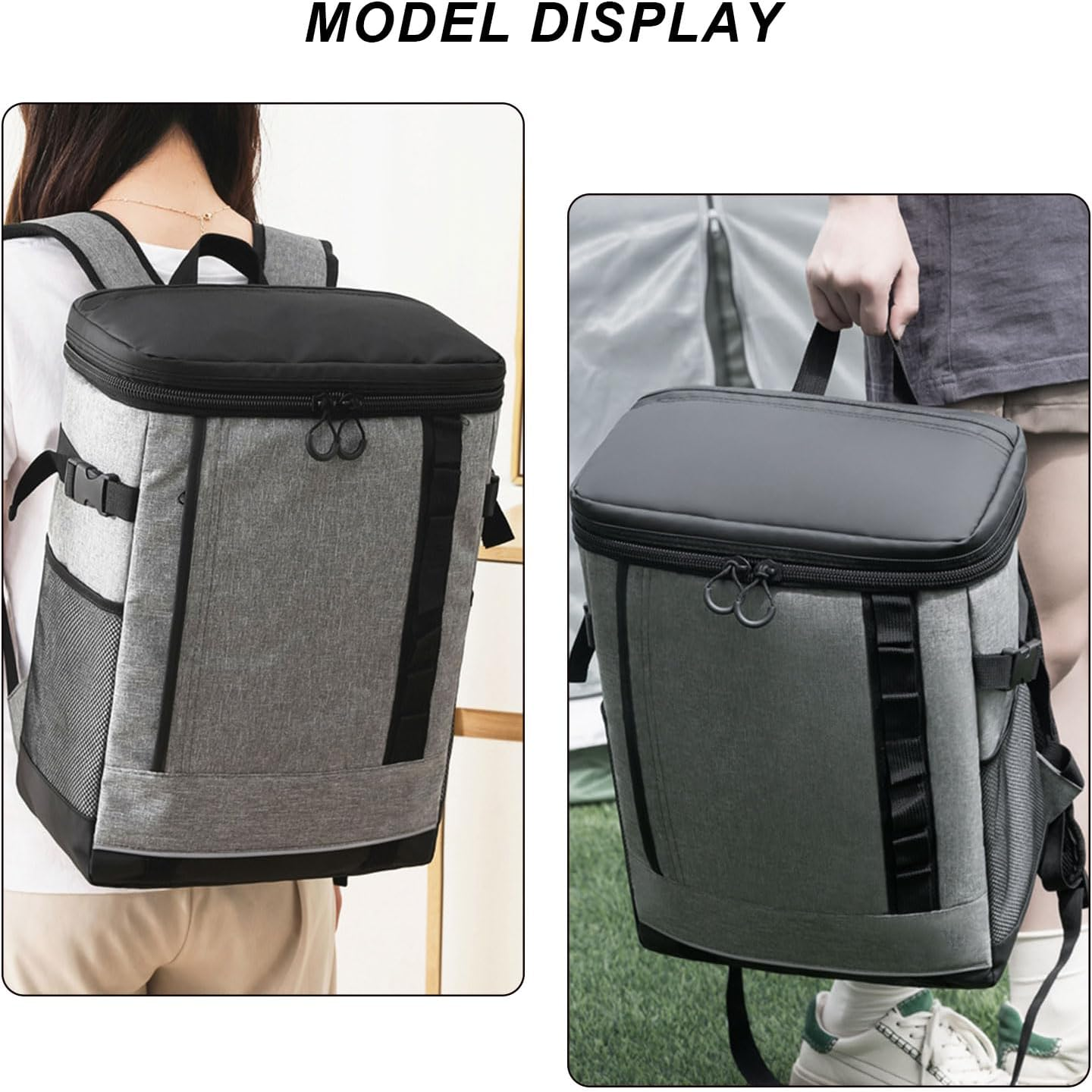 Wesoke Large Camping Cooler Backpack, Leakproof Insulated Lunch Backpack Travel Cooler Bag for Men and Women, Large Capacity Hiking Picnic Beach Work Trip Thermal Bag, Grey image number 4