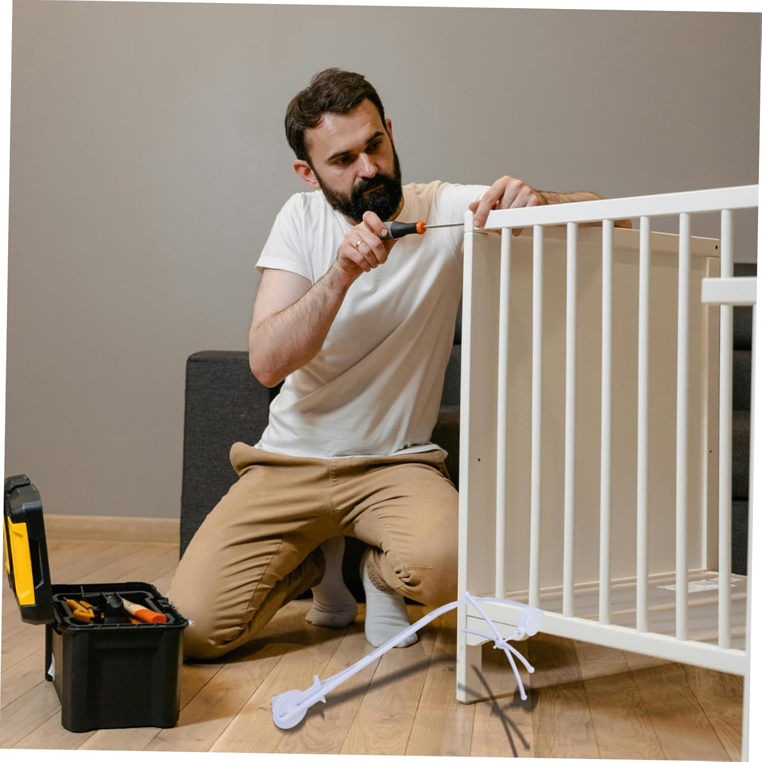 1Set Adjustable Height Mobile Arm Secure Clamp Crib Mobile Stand for Enhanced Sensory Development Tool Setup Compatible with Various Cribs Bed Bell Holder image number 6