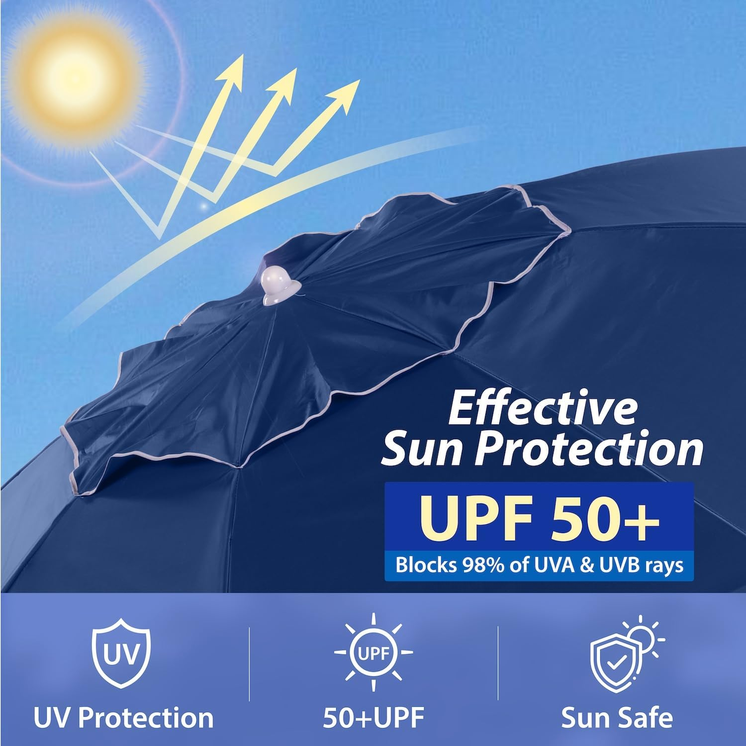 AMMSUN Shade Umbrella, Premium Portable Umbrella with Stand, 6.5Ft Lightweight Sports Umbrella for Sporting Games, Adjustable Instant Sun Protection and Easy to Carry (Navy Blue)